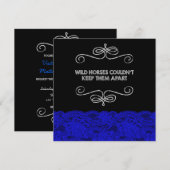 Royal blauw en zwart  krijtbord bruiloft kaart (Voorkant / Achterkant)