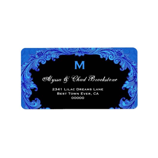 Royal Blauw en zwart Monogram G451 Etiket (Voorkant)