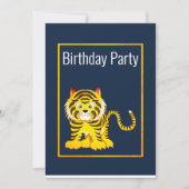 ROYAL BLAUW GEEL BIRTHDAY PARTIJ INVITATIE KAART (Voorkant)