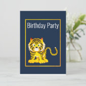 ROYAL BLAUW GEEL BIRTHDAY PARTIJ INVITATIE KAART (Staand voorkant)
