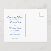 Royal Blauw Geel Damast Zonnebloem Save the Date Aankondigingskaart (Achterkant)