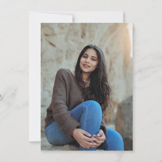 Royal Blauw Geel Goud Afstudeerder Feestuitnodigin (Achterkant)