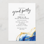 Royal Blauw Geel Goud Afstudeerder Feestuitnodigin Informatiekaartje (Voorkant)