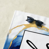 Royal blauw geel goud Elegant Afstuderen Strandlaken (In situ)