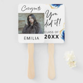 Royal Blauw Geel Goud "Je hebt het gedaan" Afstude Handwaaier (Voorkant en achterkant)