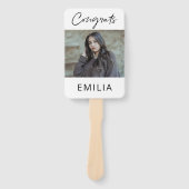 Royal Blauw Geel Goud "Je hebt het gedaan" Afstude Handwaaier (Voorkant)