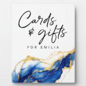 Royal Blauw Geel Goud Kaarten & Geschenken Afstude Fotoplaat (Voorkant)