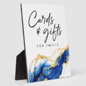 Royal Blauw Geel Goud Kaarten & Geschenken Afstude Fotoplaat (Zijkant)