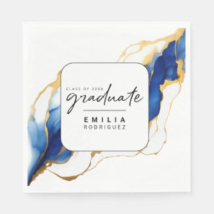 Royal Blauw Geel Goud Modern Afstuderen Servet