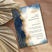 Royal blauw glitter goud Bismillah Nikah uitnodigi Kaart