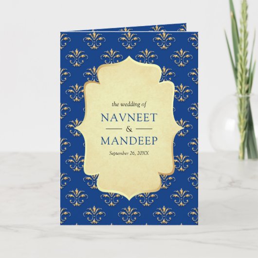 Royal Blauw Goud  Anand Karaj Sikh Bruiloft (Voorkant)