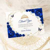 Royal Blauw Goud Bloemen Quinceanera