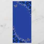 Royal Blauw Goud Bloemen Quinceanera Menu (Achterkant)
