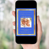 Royal blauw goud foto verjaardag kaart