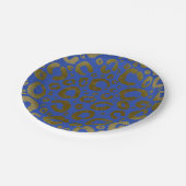 Royal Blauw & Goud Glam Luipaard Print Party Papieren Bordje (Gekanteld)