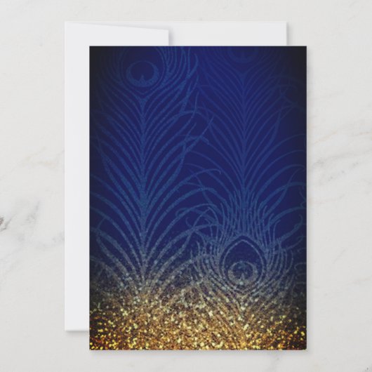 Royal Blauw & Goud Peacock Veer Indische bruiloft Kaart (Achterkant)