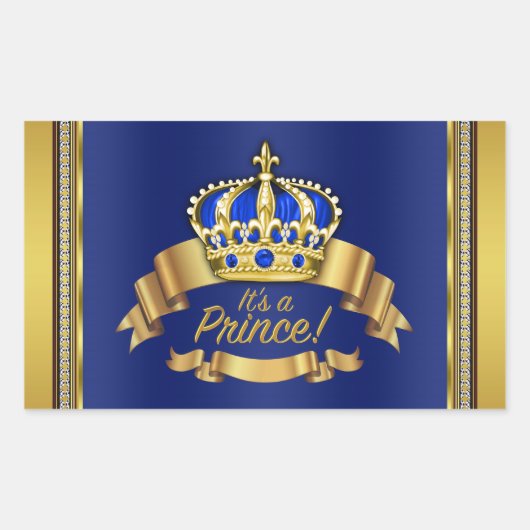 Royal Blauw Goud Prins Waterfles Label (Voorkant)