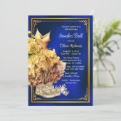 Royal Blauw Goud Sneaker Bal Kaart (Staand voorkant)