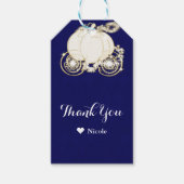 Royal Blauw & Goud Sparkling Assepoester Carriage Cadeaulabel (Voorkant)