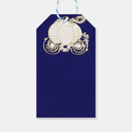 Royal Blauw & Goud Sparkling Assepoester Carriage Cadeaulabel (Achterkant)