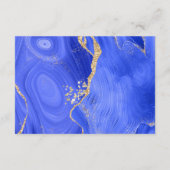 Royal Blauw Goud Waterverf Agaat Bruiloft Details Informatiekaartje (Achterkant)