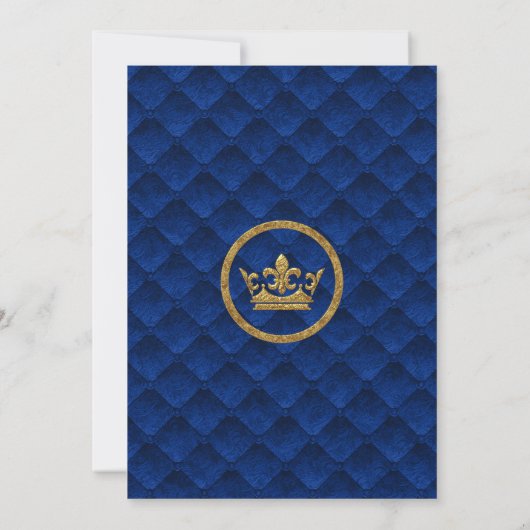 Royal Blauw & Gouden Drapes Scroll Bruiloft Kaart (Achterkant)