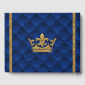 Royal Blauw & Gouden Kroon Elegante Glamour Bruilo Gastenboek (Achterkant)