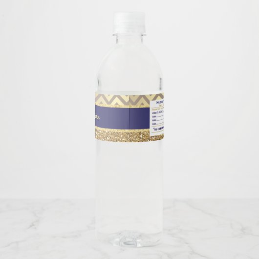 Royal Blauw Gouden Kroon Water Fles Etiket/Wrapper Waterfles Etiket (Achterkant)