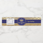 Royal Blauw Gouden Kroon Water Fles Etiket/Wrapper Waterfles Etiket (Enkel label)
