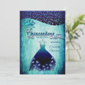 Royal blauw  jurk damask tiara Quinceañera Kaart (Staand voorkant)