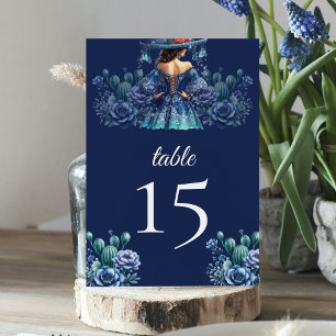 Royal Blauw Mexicaanse stijl Quinceañera Kaart