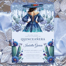 Royal Blauw Mexicaanse stijl Quinceañera