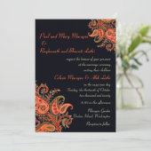 Royal Blauw Sinaasappel Paisley Bloemen Indische b Kaart (Staand voorkant)