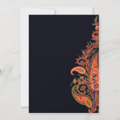 Royal Blauw Sinaasappel Paisley Bloemen Indische b Kaart (Achterkant)