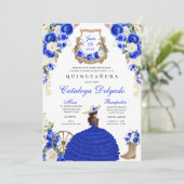 Royal Blauw Western Sprookje Prinses Quinceañera Kaart (Staand voorkant)