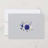 Royal blauw wit bloemen zilver grijs dank u bedankkaart (Achterkant)
