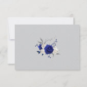 Royal blauw wit bloemen zilver grijs dank u bedankkaart (Achterkant)