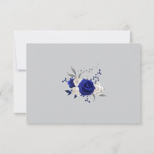 Royal blauw wit bloemen zilver grijs dank u bedankkaart (Achterkant)