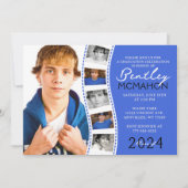 Royal Blauw & Wit Filmstrip 6 Foto Afstuderen In Kaart (Voorkant)