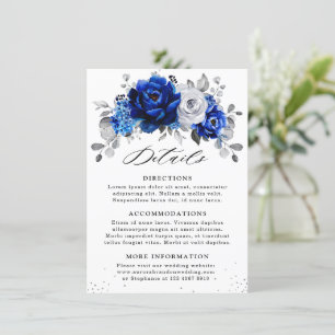 Royal Blauw Wit Metallic Zilver Bloemen Details En Informatiekaartje