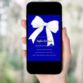 Royal blauw witte boog Quinceanera Kaart