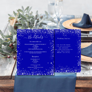 Royal blauw zilver bruiloft programma details flyer