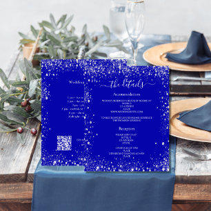Royal blauw zilver bruiloft programma details QR Flyer