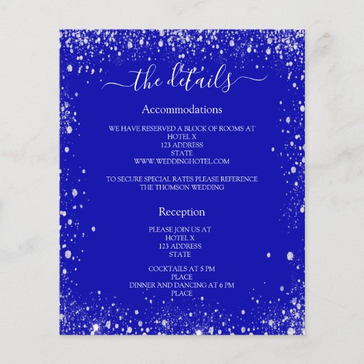 Royal blauw zilver bruiloft programma details QR Flyer (Voorkant)