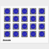 Royal Blauw Zilver Glitter Bruiloft Vierkante Sticker (Vel)