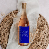 Royal Blauw Zilver Glitter Bruiloft Wijn Etiket