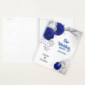 Royal Blauw Zilveren Bloemen bruiloft Planner (Display)