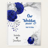 Royal Blauw Zilveren Bloemen bruiloft Planner (Voorkant)