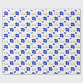 Royal Blauwe Bloemen en Gouden Kronen Cadeaupapier (Vlak)