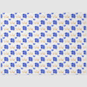 Royal Blauwe Bloemen en Gouden Kronen Tissuepapier (Voorkant)